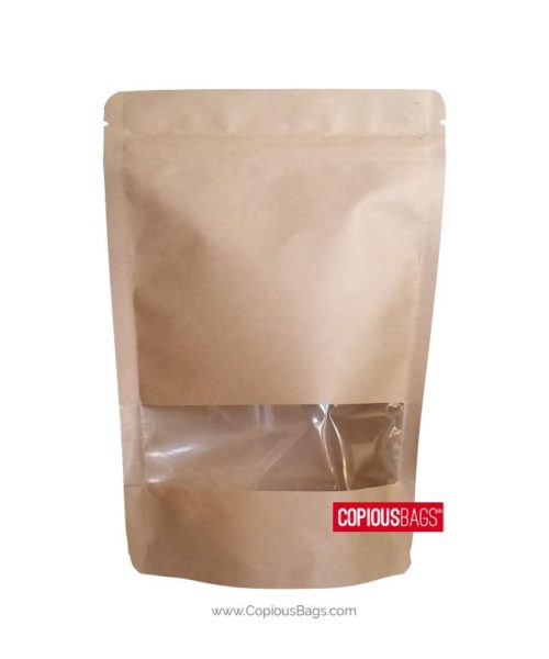 2 oz Kraft Stand Up Pouch with Window 4×6.5 : 60 g
