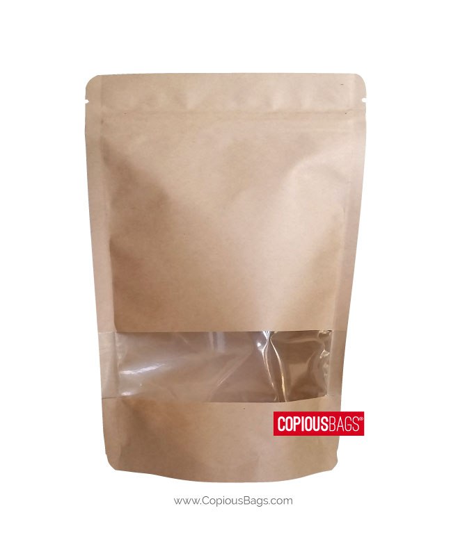2 Oz Kraft Stand Up Pouches With Window 4 6 5 60g Zipper Pouch Bag