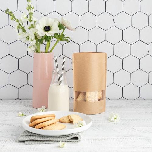 Cookie and biscuit pouch with bottle of milk